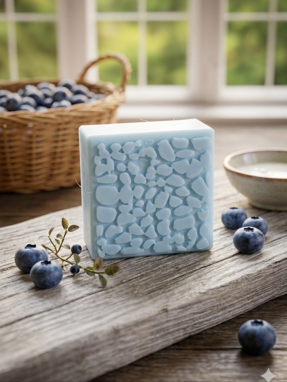 2 Light Blueberry Goats Milk Artisanal Square Soap Bar 3.5biz